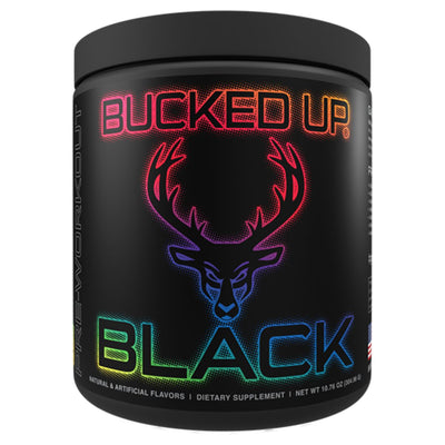 Bucked Up Black Pre Workout Pre-Workout Bucked Up Size: 30 Servings Flavor: Rainbow Rush (Peach Strawberry Kiwi)
