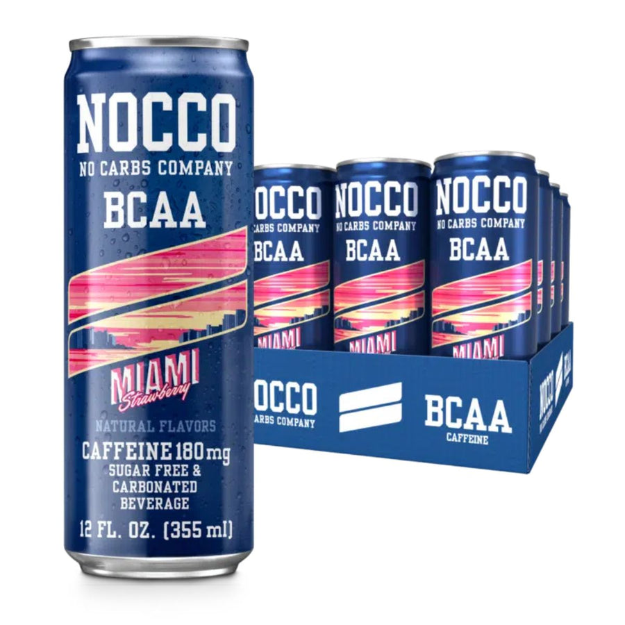 NOCCO BCAA Energy Drink Energy Drink NOCCO Size: 12 Cans Flavor: Miami Strawberry
