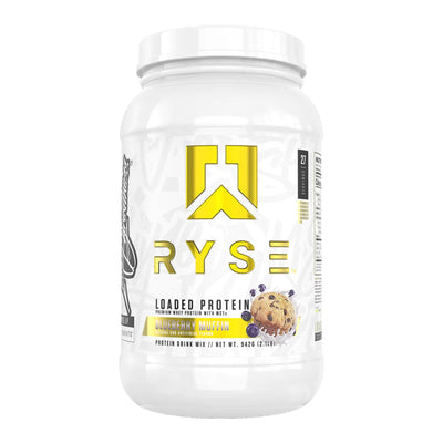 Loaded Protein Protein RYSE Size: 2 lbs. Flavor: Chocolate Peanut Butter Cup, Cinnamon Crunch, Fruity Crunch Cereal, Chocolate Cookie Crunch, Vanilla Peanut Butter, Blueberry Muffin