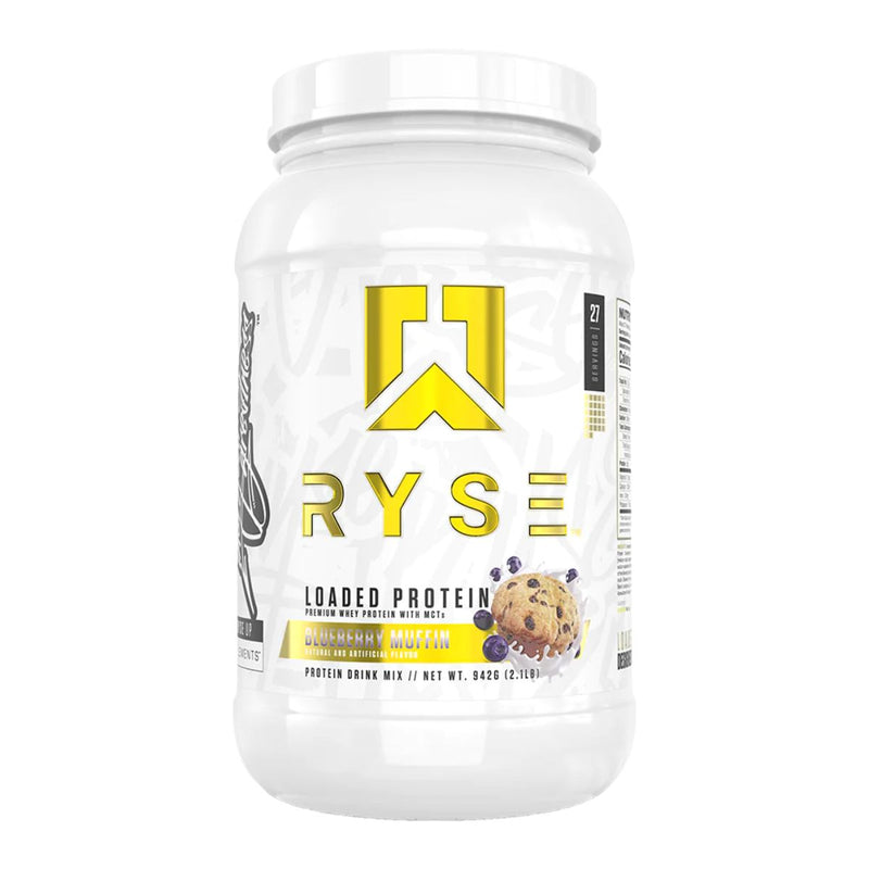 Loaded Protein Protein RYSE Size: 2 lbs. Flavor: Chocolate Peanut Butter Cup, Cinnamon Crunch, Fruity Crunch Cereal, Chocolate Cookie Crunch, Vanilla Peanut Butter, Blueberry Muffin