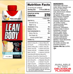 Labrada Lean Body Protein Shake RTD RTD Labrada Size: 12 Cartons Flavor: Pina Colada, Chocolate Peanut Butter, Banana, Vanilla, Cafe Mocha (Caffeinated), Chocolate, Cookies & Cream, Creamy Salted Caramel, Strawberry, Chocolate Mint