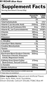 R1 Roar Ferocious Pre-Workout Pre-Workout Rule One Size: 30 Servings Flavor: Fruit Punch, Blue Razz, Wild Grape, Lemon Lime, Peach Mango