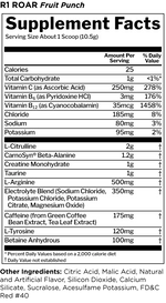 R1 Roar Ferocious Pre-Workout Pre-Workout Rule One Size: 30 Servings Flavor: Fruit Punch, Blue Razz, Wild Grape, Lemon Lime, Peach Mango