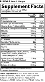 R1 Roar Ferocious Pre-Workout Pre-Workout Rule One Size: 30 Servings Flavor: Fruit Punch, Blue Razz, Wild Grape, Lemon Lime, Peach Mango