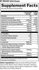 R1 Roar Ferocious Pre-Workout Pre-Workout Rule One Size: 30 Servings Flavor: Fruit Punch, Blue Razz, Wild Grape, Lemon Lime, Peach Mango