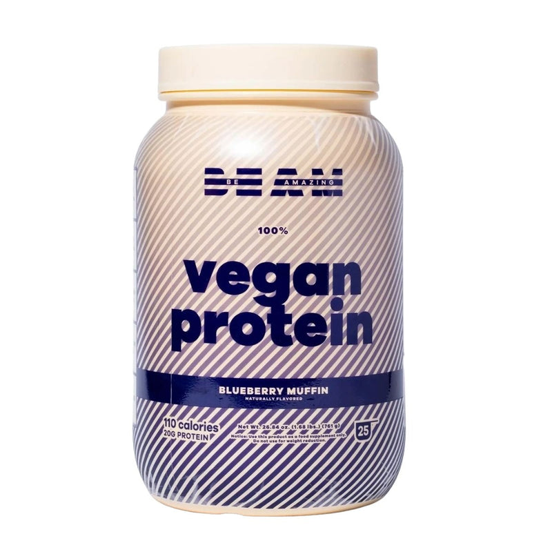 BEAM vegan protein Protein BEAM: Be Amazing size: 2 lbs. flavor: blueberry muffin