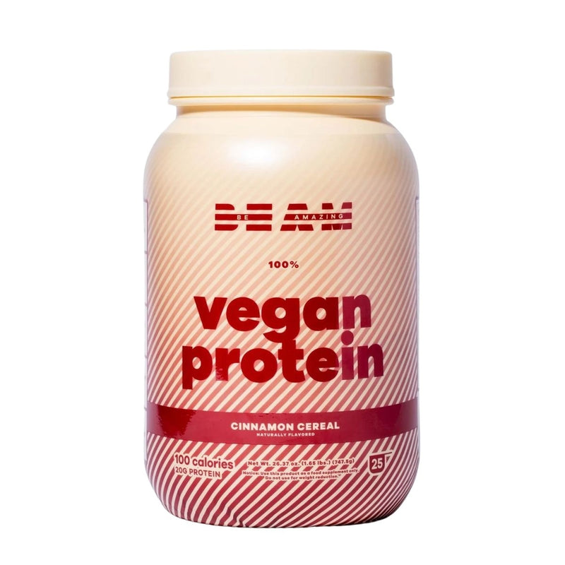 BEAM vegan protein Protein BEAM: Be Amazing size: 2 lbs. flavor: cinnamon cereal