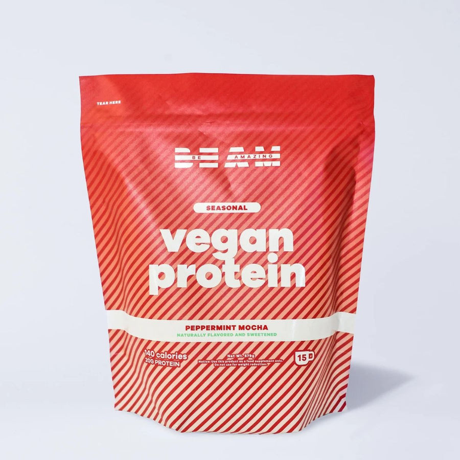 BEAM vegan protein Protein BEAM: Be Amazing size: 2 lbs. flavor: peppermint mocha