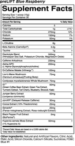 R1 preLIFT pre-workout Pre-Workout Rule One Size: 30 Servings Flavor: Snow Cone, Blue Raspberry, Wild Grape, Black Cherry Limeade, Orange Pineapple