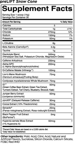 R1 preLIFT pre-workout Pre-Workout Rule One Size: 30 Servings Flavor: Snow Cone, Blue Raspberry, Wild Grape, Black Cherry Limeade, Orange Pineapple