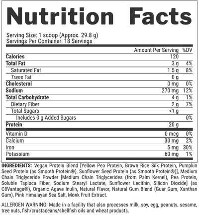 Plant Protein Protein Nutrex Size: 1.2 Lbs. Flavor: German Chocolate Cake, Vanilla Caramel, Cinnamon Cookies, Strawberries and Cream