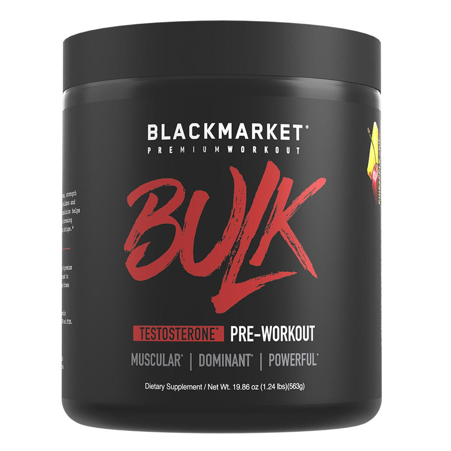 BULK Pre Workout Pre-Workout BLACKMARKET Size: 25 Scoops Flavor: Pineapple Skies, Blue Razz, Fruit Punch, Watermelon