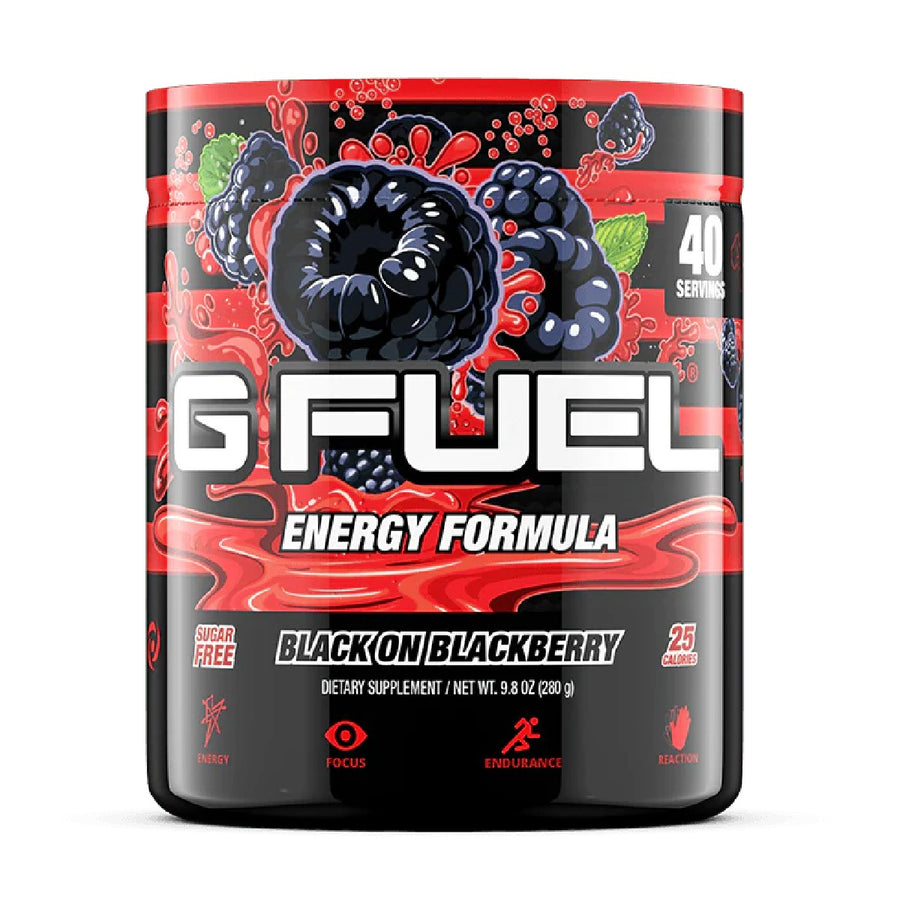 G FUEL Energy Formula Pre-Workout G Fuel Size: 40 Servings Flavor: BLACK ON BLACKBERRY (Blackberry)