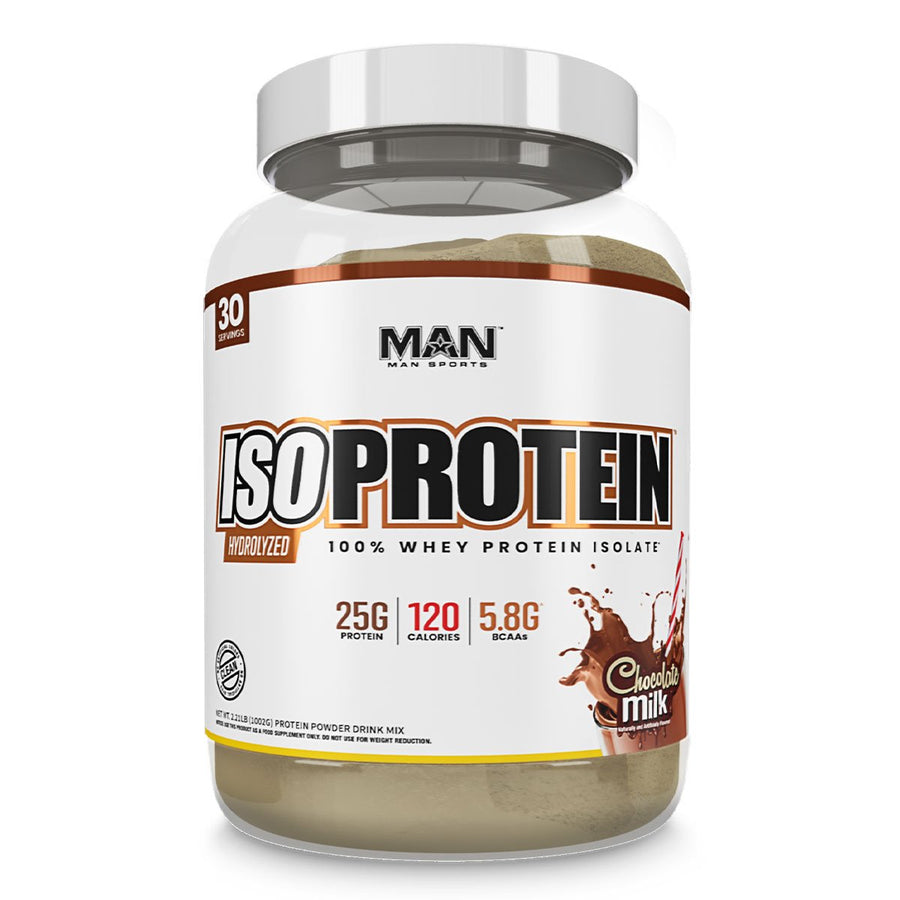 Iso Protein Protein MAN Size: 30 Servings Flavor: Chocolate Milk, Vanilla Ice Cream, Peanut Butter Bits