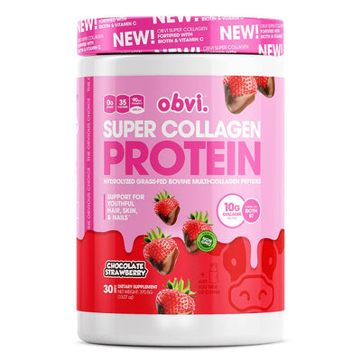 Super Collagen Protein Powder by Obvi Collagen obvi Size: 30 Servings Flavor: Fruity Cereal, Cinna Cereal, Entenmann's™ Chocolate Chip Cookies, Cocoa Cereal, Frosted Cereal, Honey O's Cereal, Birthday Cupcakes, Unflavored
