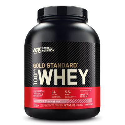 Gold Standard 100% Whey Protein Optimum Nutrition Size: 5 Lbs Flavor: Delicious Strawberry