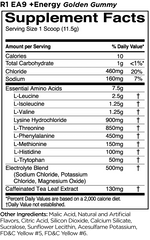 R1 Essential Amino 9 + Energy Aminos Rule One Size: 30 Servings Flavor: Golden Gummy Bear, Strawberry Margarita, Blue Razz Lemonade