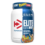 Elite 100% Whey Protein Protein Dymatize Size: 2 Lbs., 5 Lbs., 10 Lbs. Flavor: Fruity Pebbles, Cocoa Pebbles, Rich Chocolate, Gourmet Vanilla, Cookies & Cream, Chocolate Peanut Butter, Strawberry Blast, Chocolate Fudge, Cafe Mocha, Raspberry Cheesecake