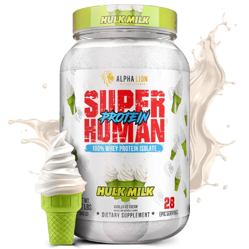 Alpha Lion Superhuman Protein Protein Alpha Lion Size: 2 Lbs. Flavor: Hulk Milk Vanilla Ice Cream