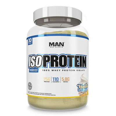 Iso Protein Protein MAN Size: 30 Servings Flavor: Vanilla Ice Cream
