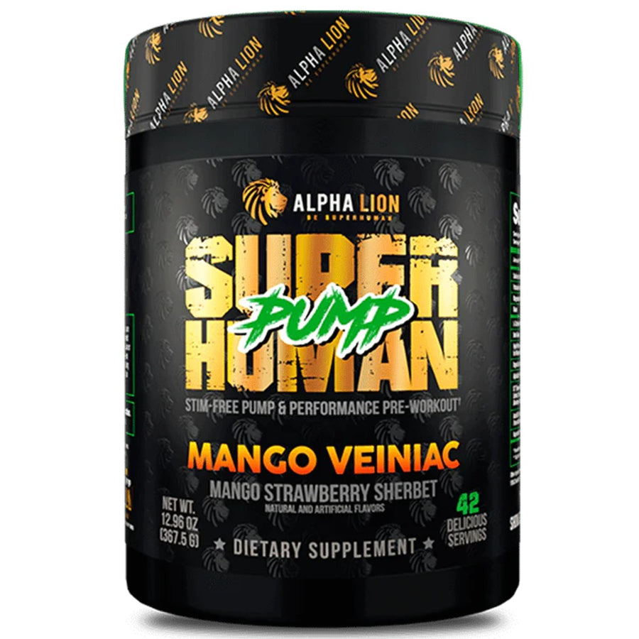 Alpha Lion Superhuman Pump Pre-Workout Alpha Lion Size: 42 Servings Flavor: Mango Veiniac Mango Strawberry Sherbet