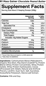 R1 Mass Gainer Mass Gainers Rule One Size: 8 Servings, 16 Servings Flavor: Chocolate Fudge, Vanilla Creme, Chocolate Peanut Butter, Cookies & Creme, Strawberries & Creme