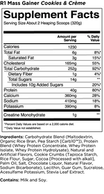 R1 Mass Gainer Mass Gainers Rule One Size: 8 Servings, 16 Servings Flavor: Chocolate Fudge, Vanilla Creme, Chocolate Peanut Butter, Cookies & Creme, Strawberries & Creme