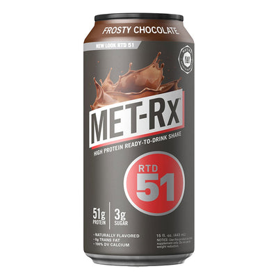 RTD 51 Protein Shake RTD MetRx Size: 12 Cans Flavor: Creamy Vanilla, Cookies and Cream, Frosty Chocolate, Peanut Butter Cup