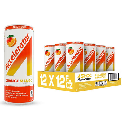 A-Shoc Accelerator Fat Burner Energy Drink Energy Drink Adrenaline Shoc Size: Case (12 Cans) Flavor: Orange Mango