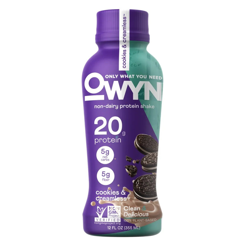 Vegan Plant Based Protein Shakes RTD OWYN Size: 12 Bottles Flavor: Cookies and Cream