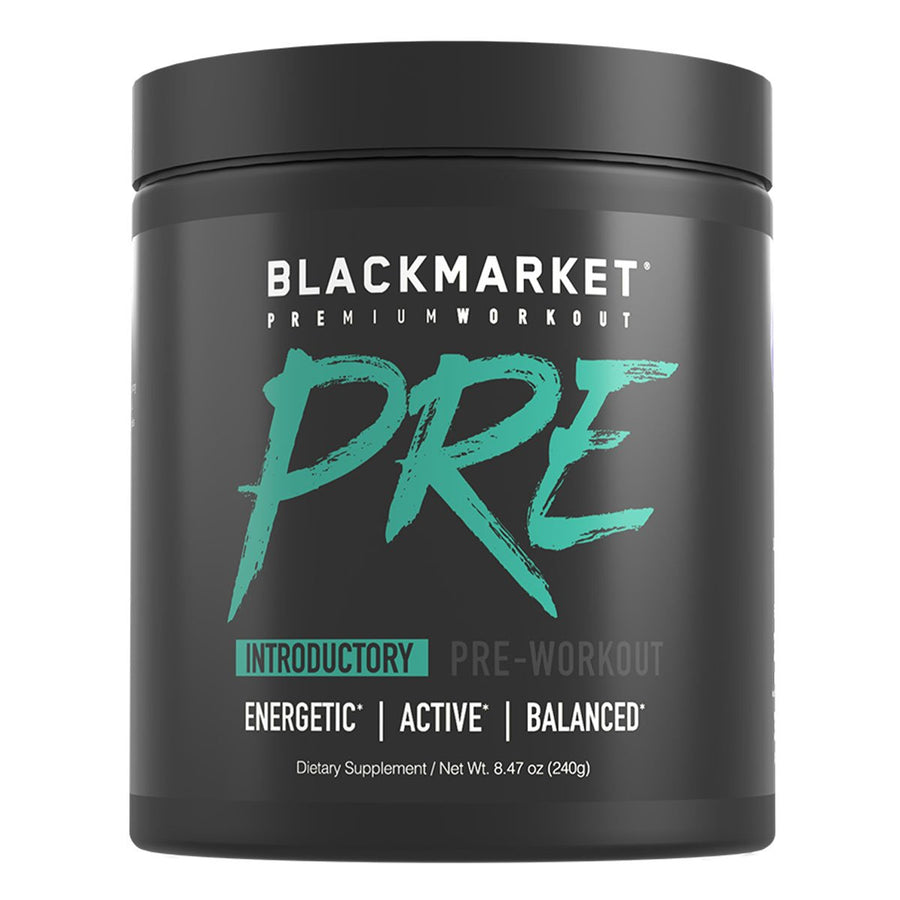 PRE Pre Workout Pre-Workout BLACKMARKET Size: 30 Scoops Flavor: Blue Razz, Fruit Punch, Watermelon