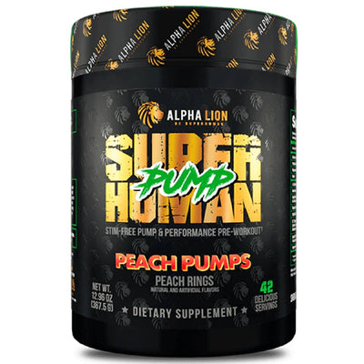 Alpha Lion Superhuman Pump Pre-Workout Alpha Lion Size: 42 Servings Flavor: Peach Pumps Peach Rings