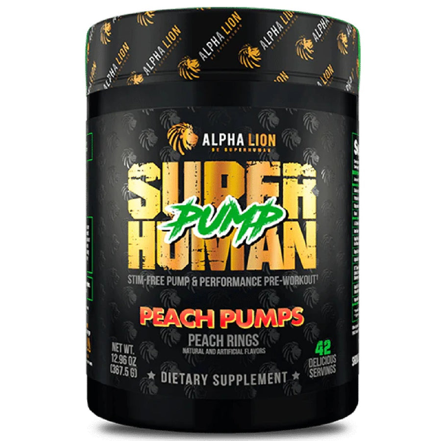 Alpha Lion Superhuman Pump Pre-Workout Alpha Lion Size: 42 Servings Flavor: Peach Pumps Peach Rings