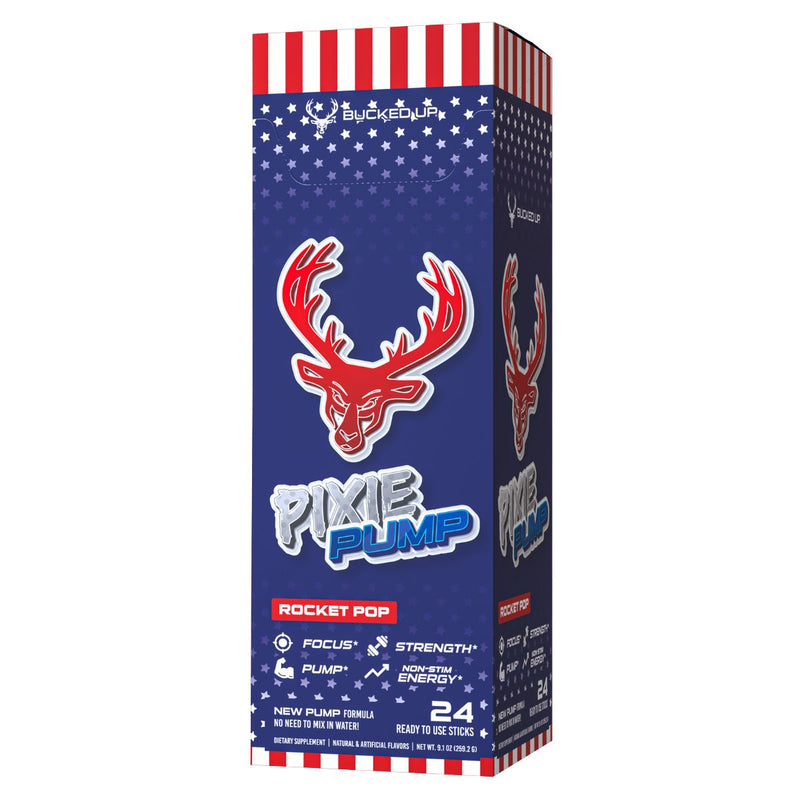 Bucked Up Pixie Pump Energy Sticks Pre-Workout Bucked Up Size: 24 Pack Flavor: Rocket Pop