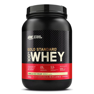 Gold Standard 100% Whey Protein Optimum Nutrition Size: 2 Lbs Flavor: Vanilla Ice Cream