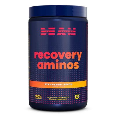 BEAM Recovery Aminos Aminos BEAM: Be Amazing size: 30 scoops flavor: Strawberry Peach