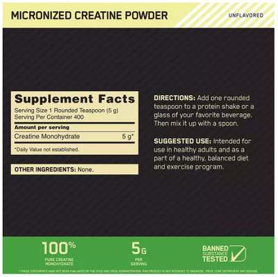 Optimum Nutrition Micronized Creatine Powder Creatine Optimum Nutrition Size: 300 Grams, 600 Grams, 1200 Grams, 2000 Grams