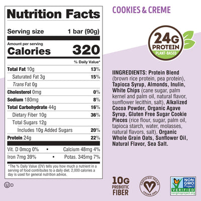 #nutrition facts_12 Big bars / Cookies n Cream