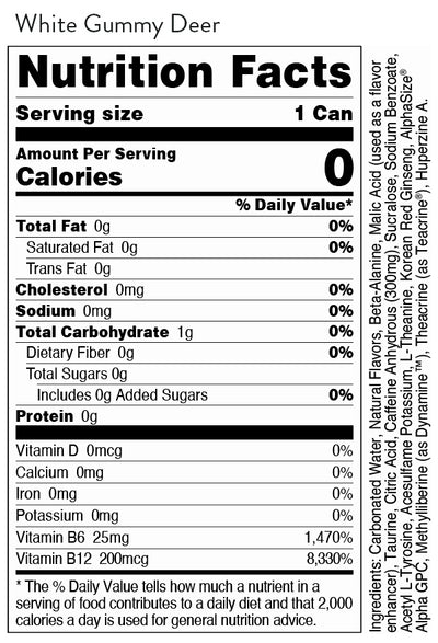 #nutrition facts_12 Pack / White Gummy Deer