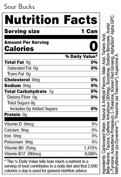 #nutrition facts_12 Pack / Sour Bucks