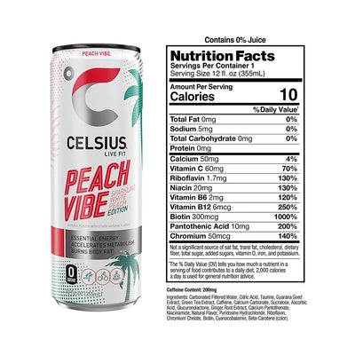 #nutrition facts_12 Cans / Sparkling Peach Vibe