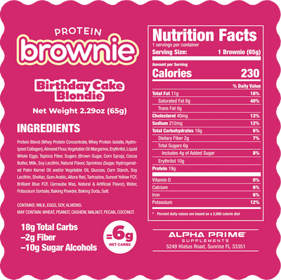 #nutrition facts_12 Packs / Glazed Birthday Cake Blondie