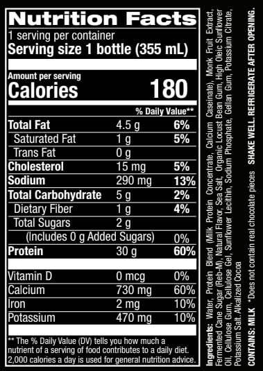 #nutrition facts_12 Bottles / Chocolate