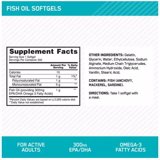 Optimum Nutrition Fish Oil Optimum Nutrition Size: 100 Softgels, 200 Softgels