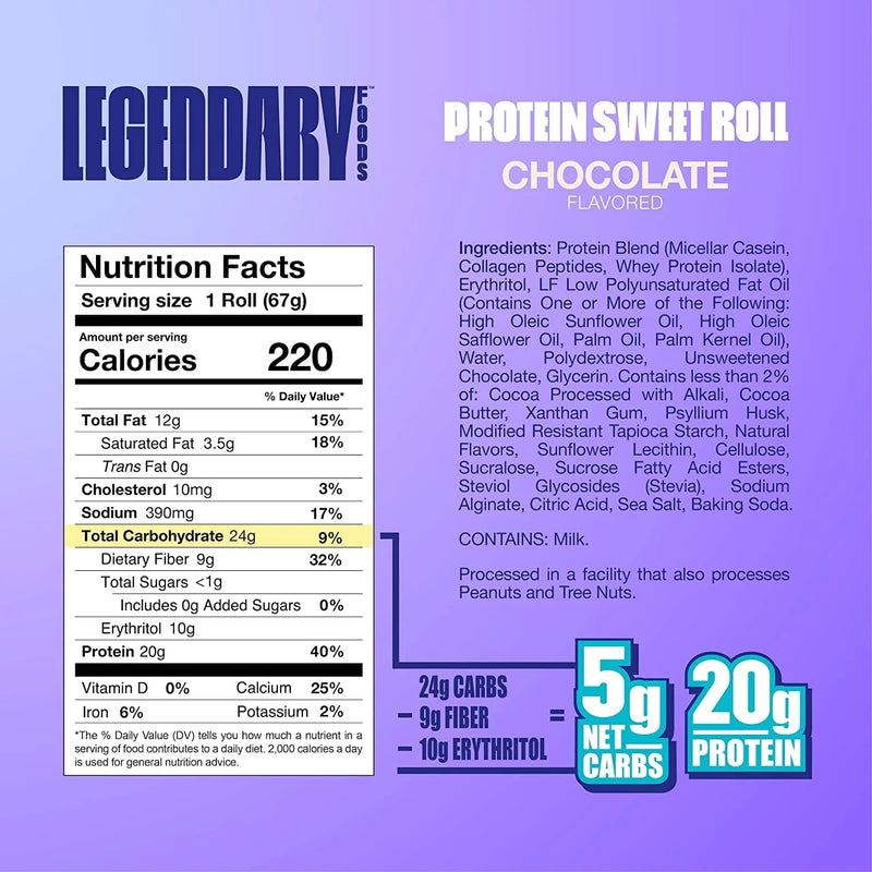 Legendary Foods Protein Sweet Roll Legendary Foods Size: 10 Bars Flavor: Wild Berry, Chocolate, Cinnamon