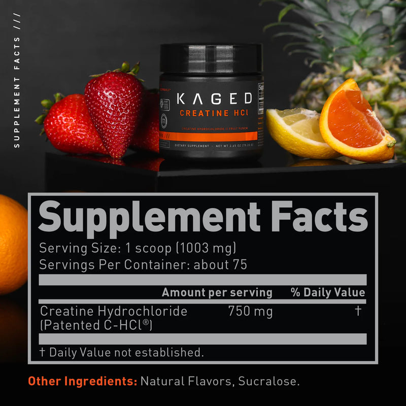 Kaged Creatine HCL Creatine KAGED Size: 75 Servings, 75 Vegetable Capsules Flavor: Unflavored, Lemon Lime, Fruit Punch