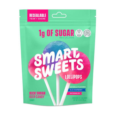 Smart Sweets Healthy Low Sugar Lollipops Healthy Snacks Smart Sweets Size: 3 Oz Flavor: Assorted: Blue Raspberry - Watermelon
