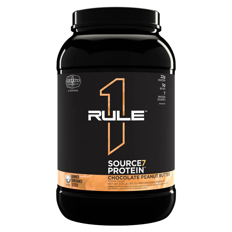 R1 Source7 Protein Protein Rule One Size: 2 lb Flavor: Chocolate Peanut Butter Gelato
