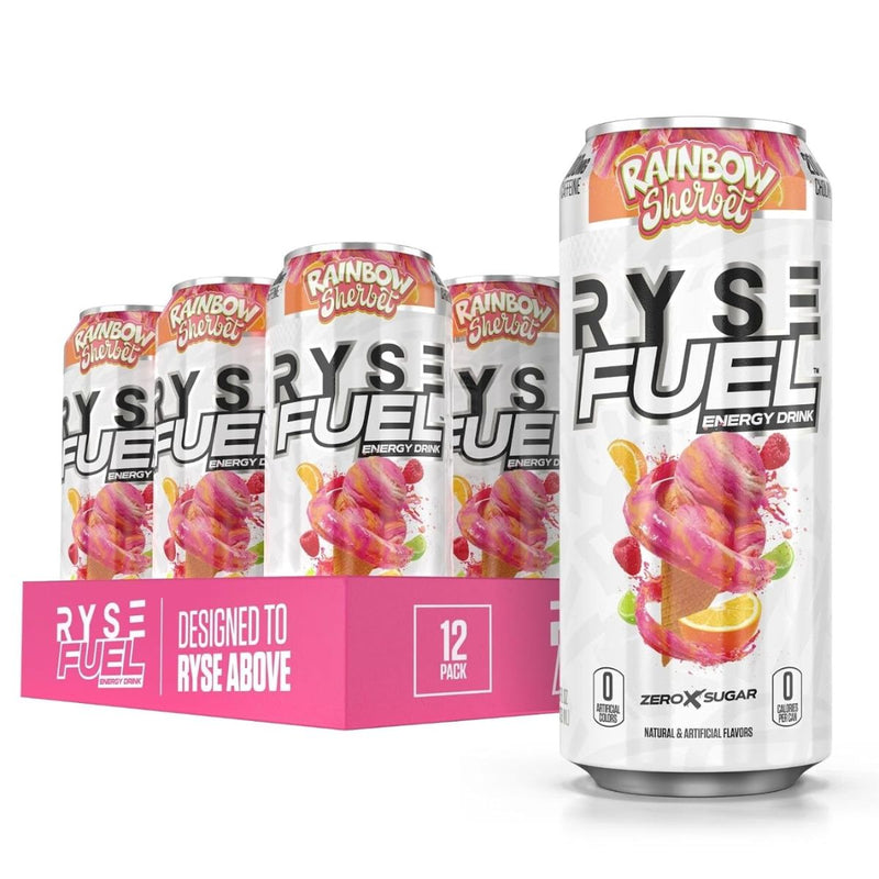 RYSE Fuel Energy Drink Energy Drink RYSE Size: 12 Cans Flavor: Rainbow Sherbet
