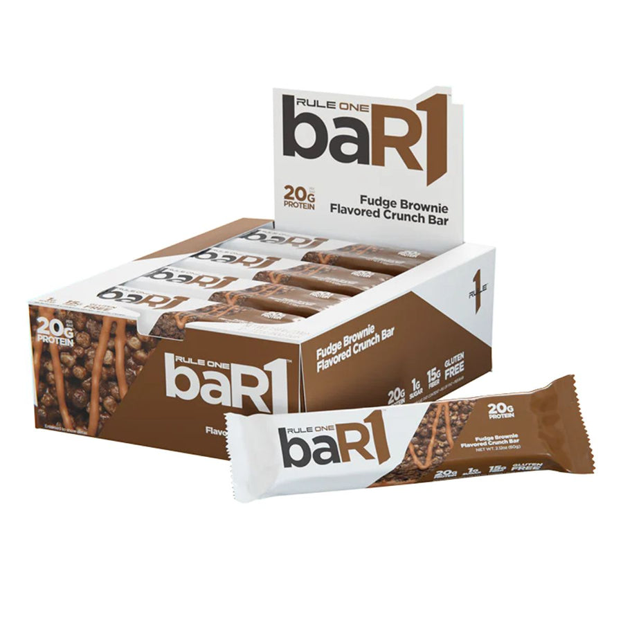 baR1 Crunch Protein Bar Protein Bars Rule One Size: 12 Bars Flavor: Fudge Brownie Crunch